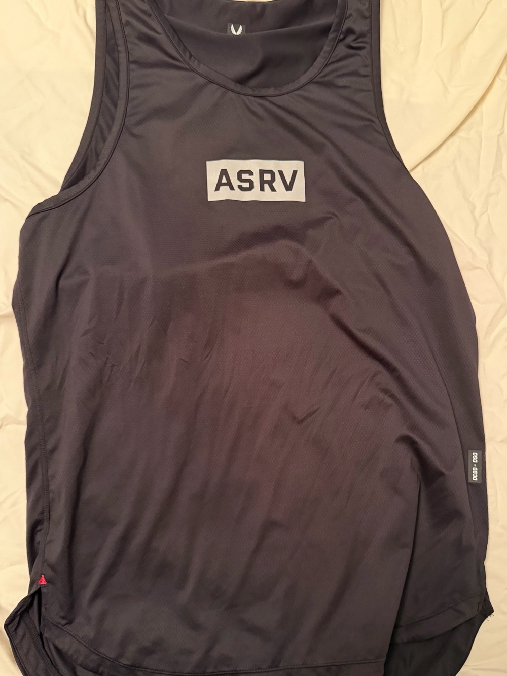 ASRV Black Men's Athletic Mesh Tank with White Logo